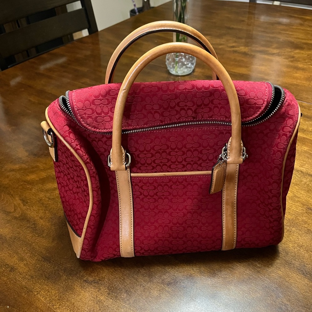 Coach Red and Tan Handbag